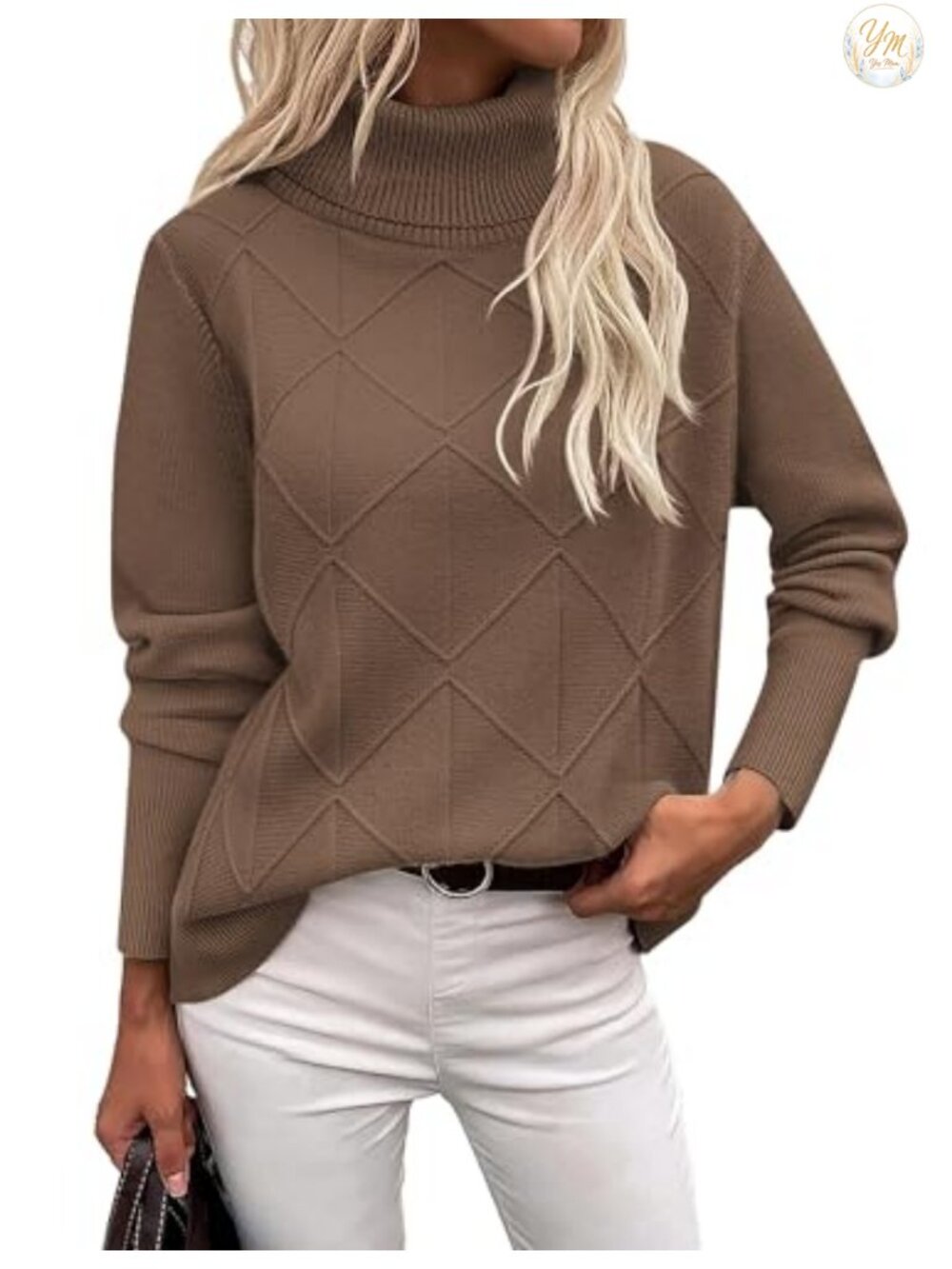 Turtleneck Sweater Chunky Knitted Pullover Long Sleeve Fall Winter